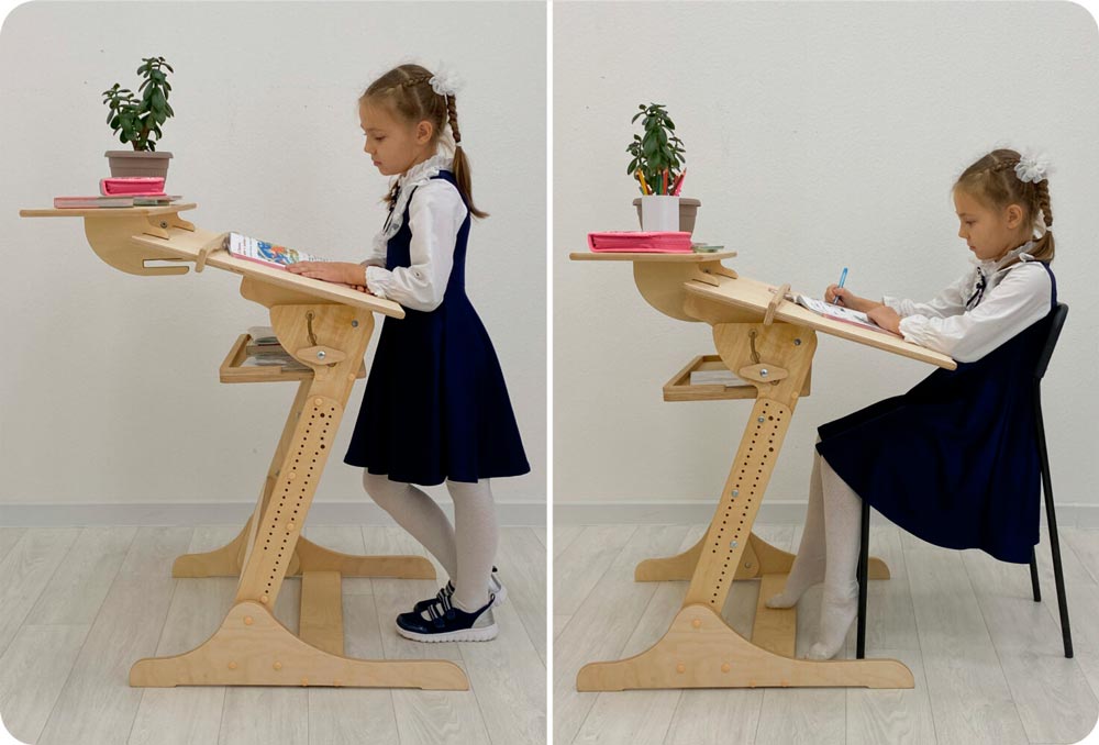 Растущая парта конторка Хронос Движение Жизнь чередование положения стоя и сидя