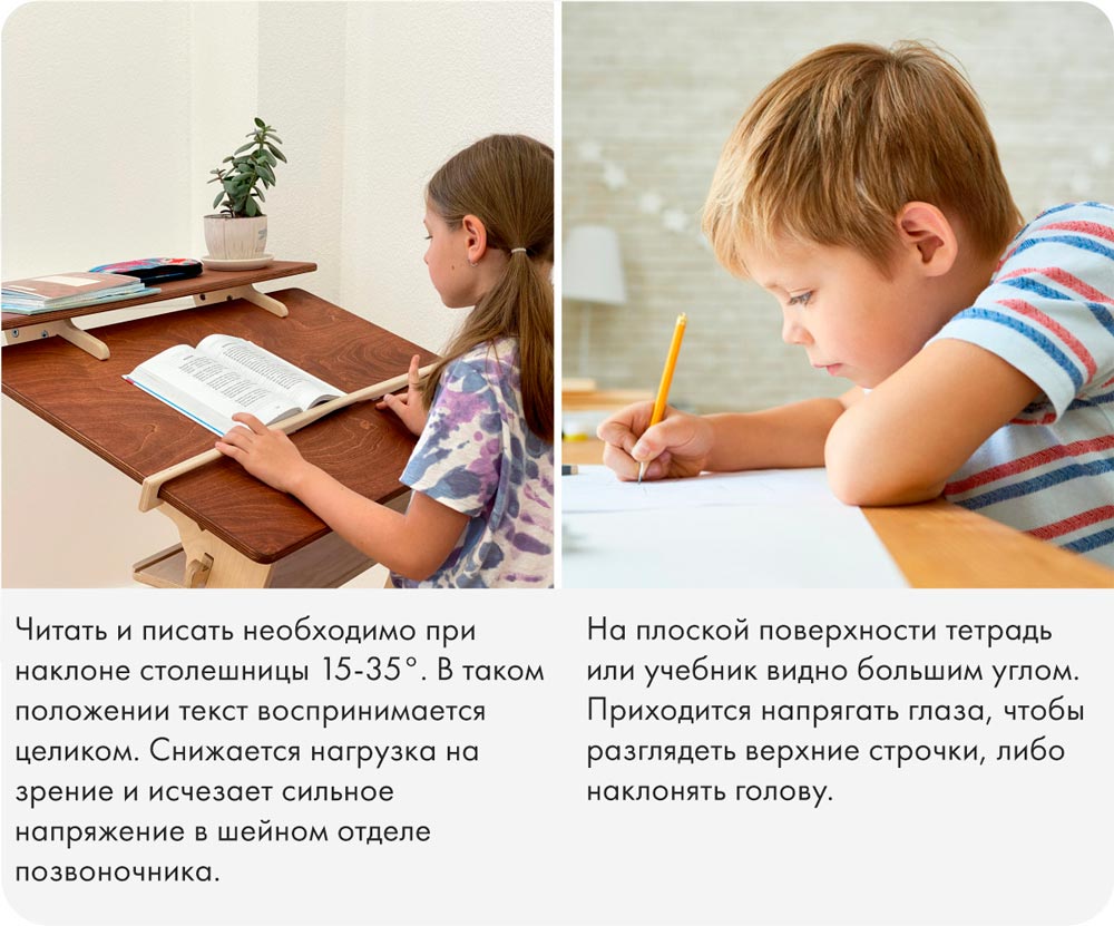 удобный угол наклона поверхности парты