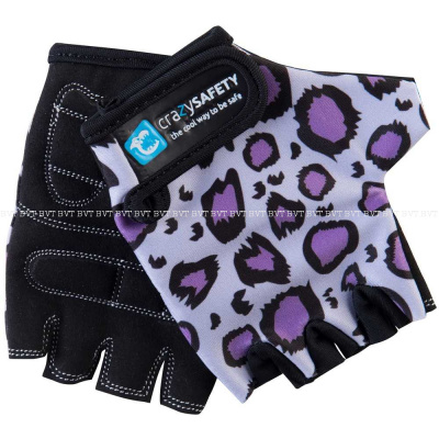 Детские вело-перчатки Crazy Safety Purple Leopard