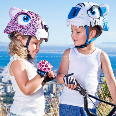 Детские защитные шлемы Crazy Safety White Tiger и Pink Leopard
