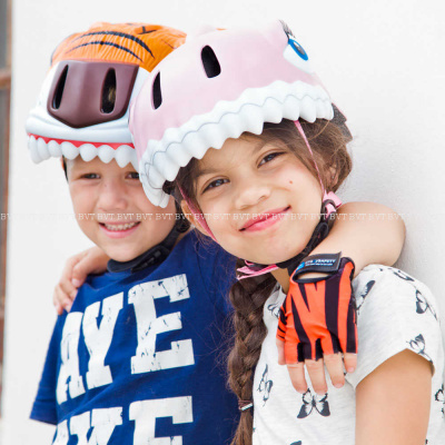 Детские защитные шлемы Crazy Safety White Shark и Orange Tiger