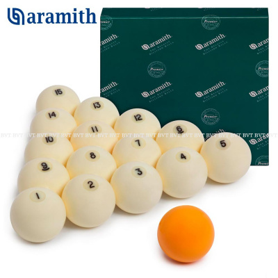 Бильярдные шары 68мм Aramith Premier Pyramid с желтым битком и номерами